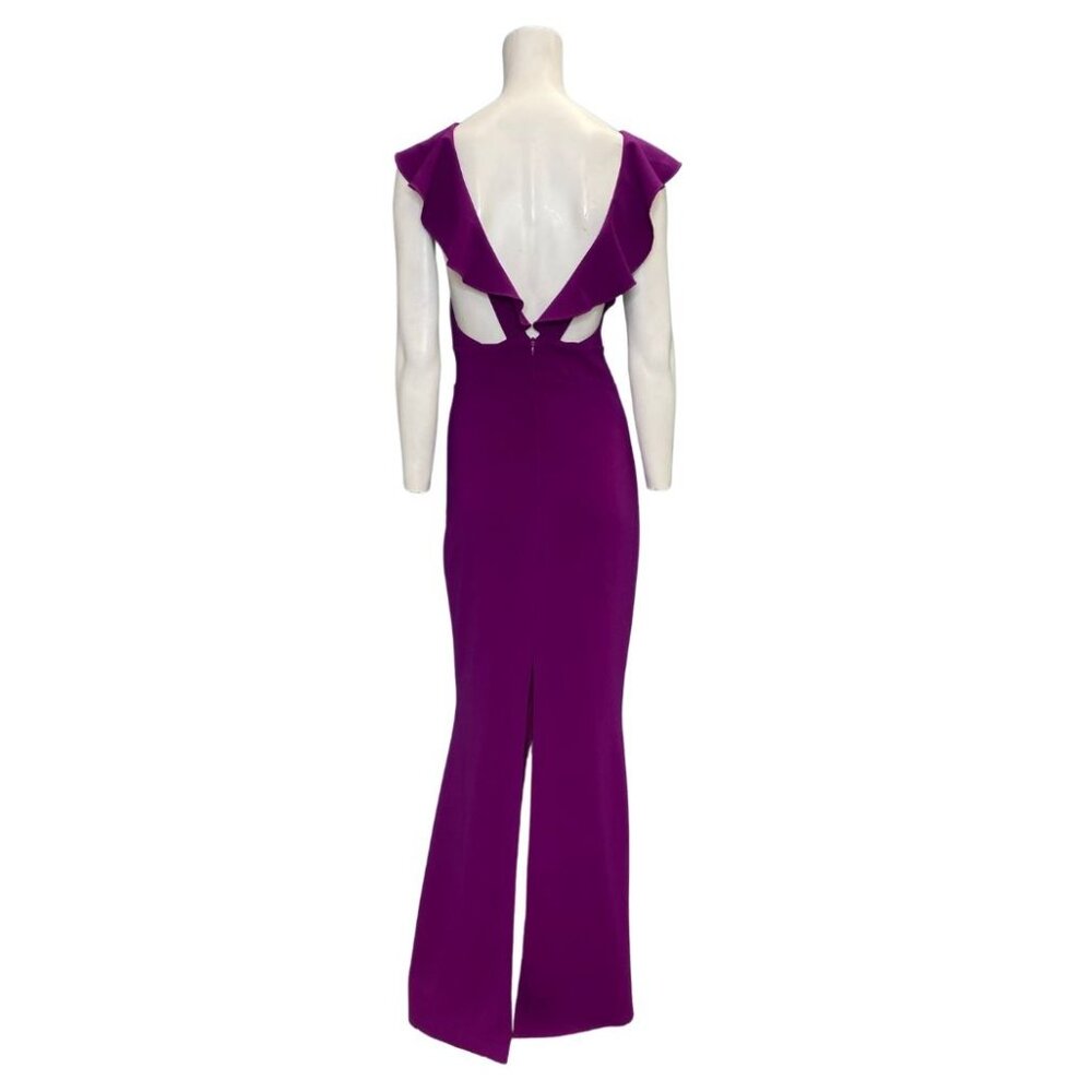 Issue Flutter Sleeve V-Neck Back Slit Gown Magenta Purple Size Medium NWT - Picture 2 of 2